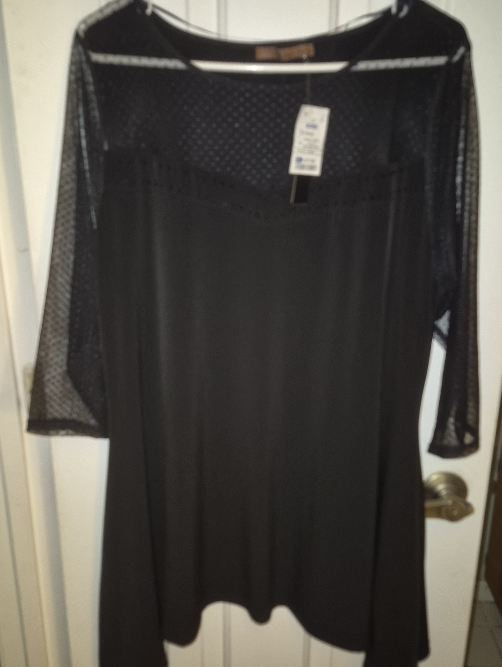 New With Tags Women’s Black Mesh Sleeve Formal Top
